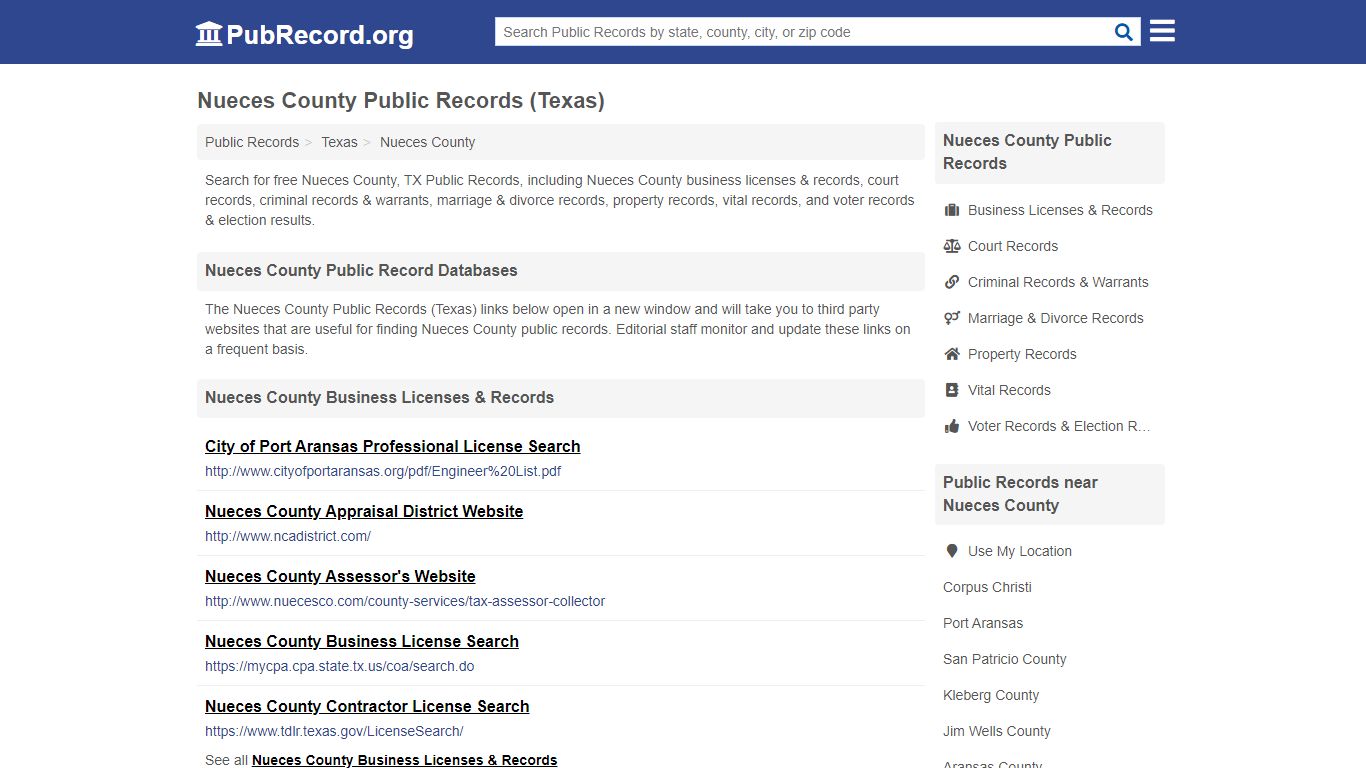 Free Nueces County Public Records (Texas Public Records) - PubRecord.org