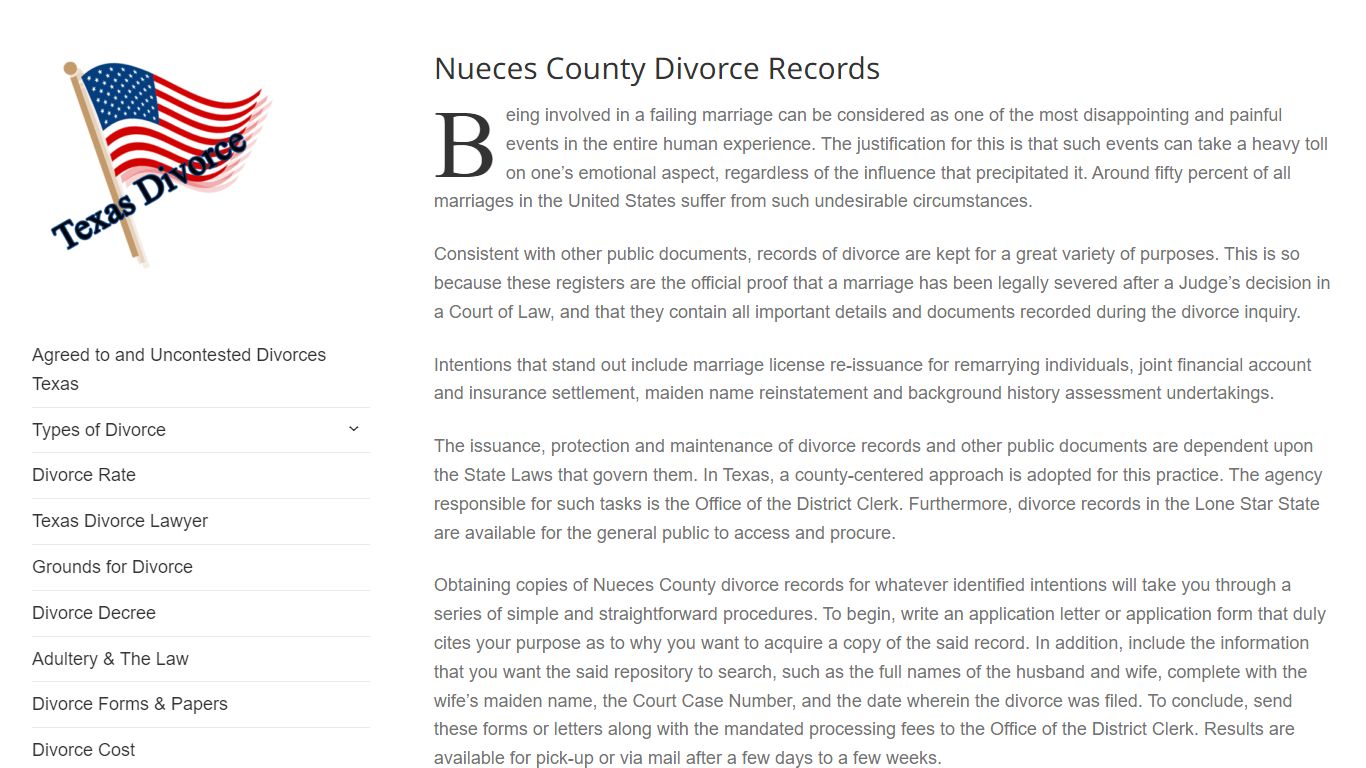 Nueces County Divorce Records – Divorce in Texas